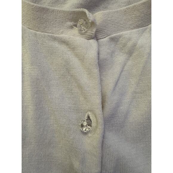 Ann Taylor Floral Embellished Cardigan Short Sleeve Shirt Career Cream Crystal - Picture 4 of 7